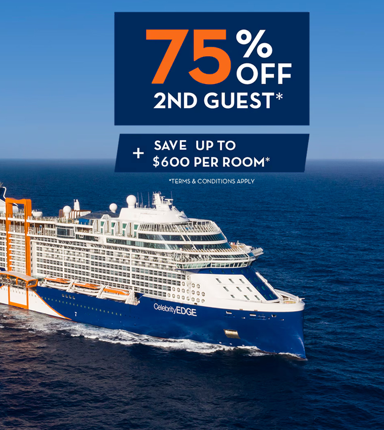 Celebrity Cruises: 75% Off 2nd Guest + save up to US$ 600 per room