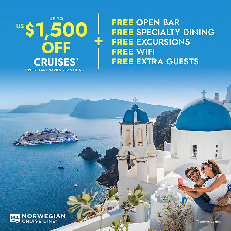 Norwegian Cruise Line: Up to US$ 1500 off cruises + Free at Sea Offers